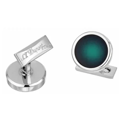 Botões de Punho ST Dupont Round Sun Burst Green /Pall