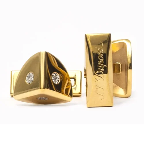 Botões de Punho ST Dupont Coins Gold PVD and Diamond
