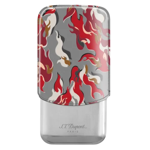 Charuteira ST Dupont 3 Cigars Camo Red/Chrome